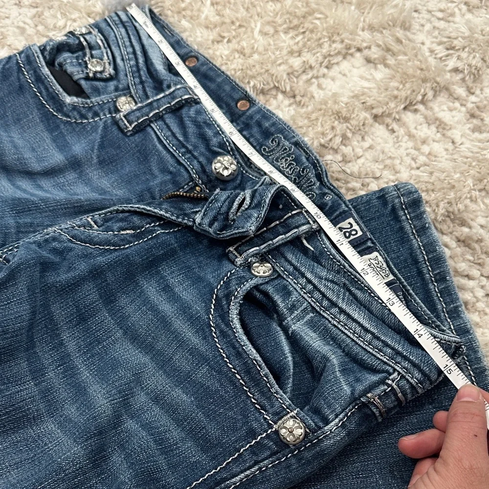Miss Me Blue Boot Cut Jeans with Embroidery - Picture 2 of 5